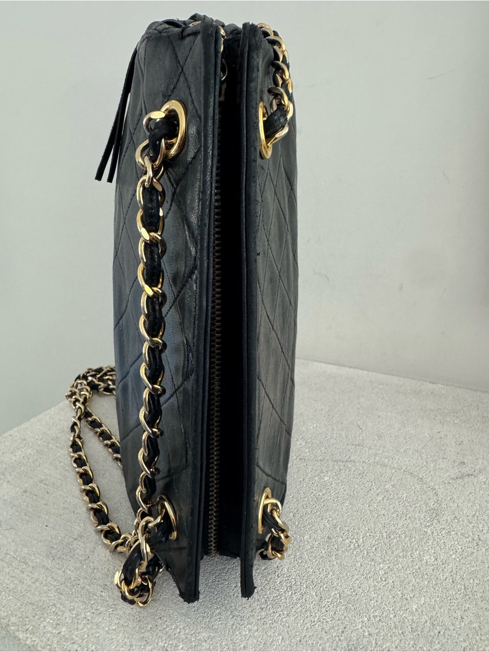 CHANEL Vintage Black Lambskin Tassel Chain Shoulder Bag 1 Series 24K GHW - Picture 13 of 14